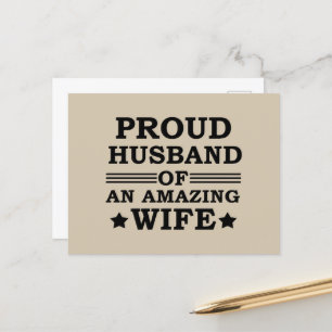 proud husband of an amazing wife holiday postcard