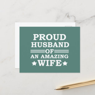 proud husband of an amazing wife holiday postcard