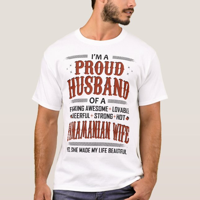 Proud Husband Of Panamanian Wife Valentine Gift T-Shirt (Front)
