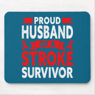 Proud Husband Stroke Survivor Red Illustration Mouse Mat