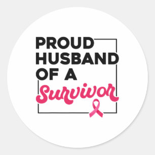 Proud Husbynd Of Survivor Breast Cancer Awareness Classic Round Sticker