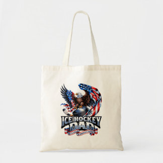 Proud Ice Hockey Dad - Aamerican Flag Patriotic Tote Bag