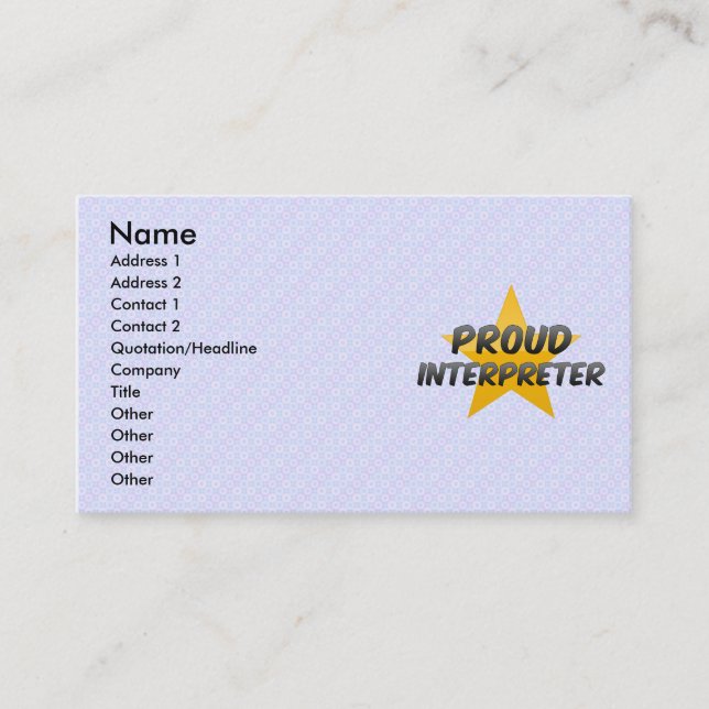 Proud Interpreter Business Card (Front)