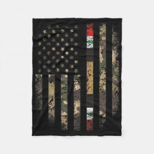 Proud Iraq War Veteran Camo Us Flag Ribbon Militar Fleece Blanket