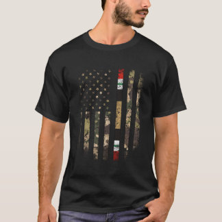 Proud Iraq War Veteran Camo Us Flag Ribbon Militar T-Shirt