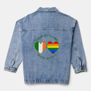 Proud Irish and Gay Heart Flags Pride and Ireland Denim Jacket