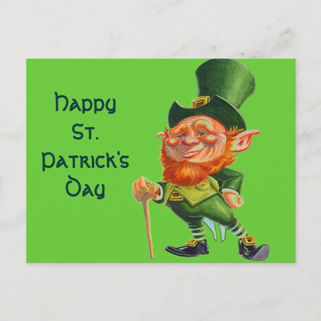 PROUD IRISH LEPRECHAUN postcard (Front)