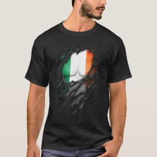 Proud Irish Roots Heritage Torn Ripped Ireland Fla T-Shirt