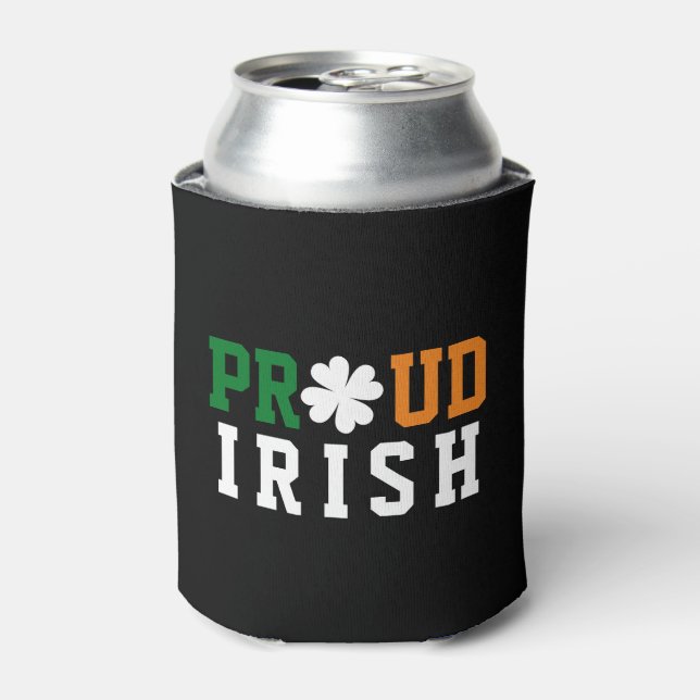 Proud Irish Shamrock Lucky Clover Quote  St Paddy Can Cooler (Can Front)