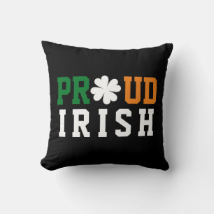 Proud Irish Shamrock Lucky Clover Quote St Paddy Cushion