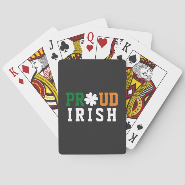 Proud Irish Shamrock Lucky Clover Quote  St Paddy  Playing Cards (Back)