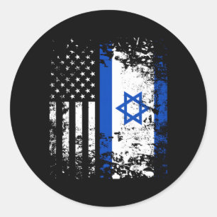 Proud Israeli Usa Flag Patriotic Pride American Is Classic Round Sticker