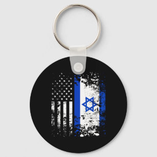 Proud Israeli Usa Flag Patriotic Pride American Is Key Ring