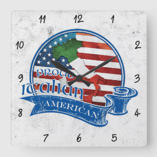 Proud Italian American Square Clock