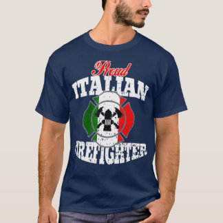 Proud Italian Fireman  Italy Flag Firefighter T-Shirt