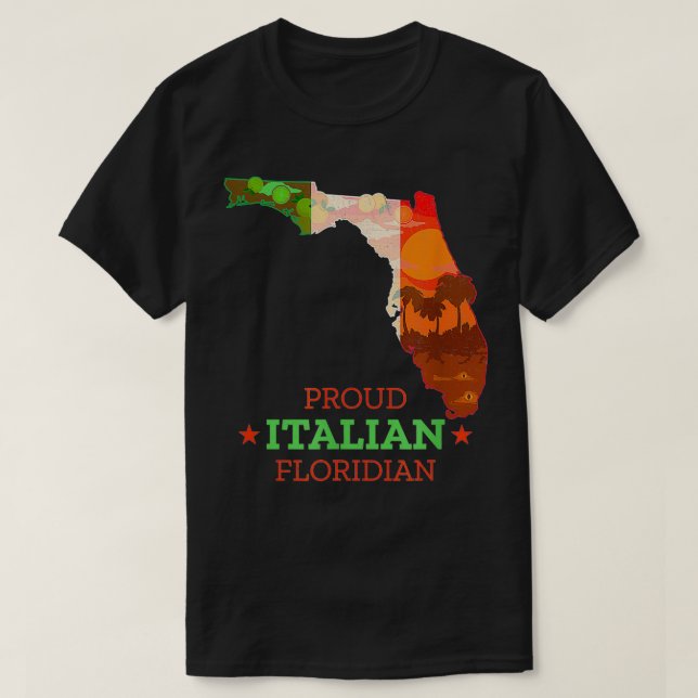 Proud Italian Floridian  Florida Map and Italy Fla T-Shirt (Design Front)