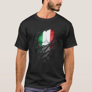 Proud Italian Roots Heritage Torn Ripped Italy Fla T-Shirt