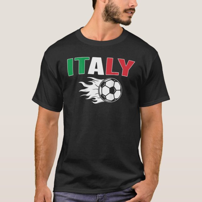 Proud Italy Soccer Fans Jersey Italian Flag Footba T-Shirt (Front)