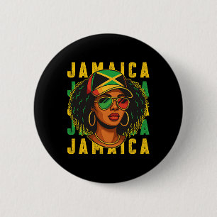 Proud Jamaican Patriotic Afro Black Woman Jamaica 6 Cm Round Badge