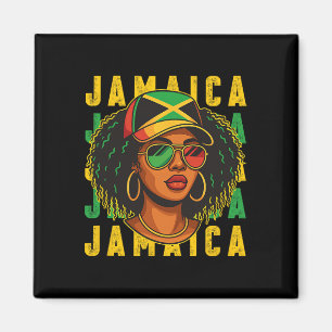 Proud Jamaican Patriotic Afro Black Woman Jamaica Magnet