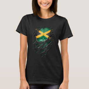 Proud Jamaican Roots Heritage Torn Ripped Jamaica  T-Shirt