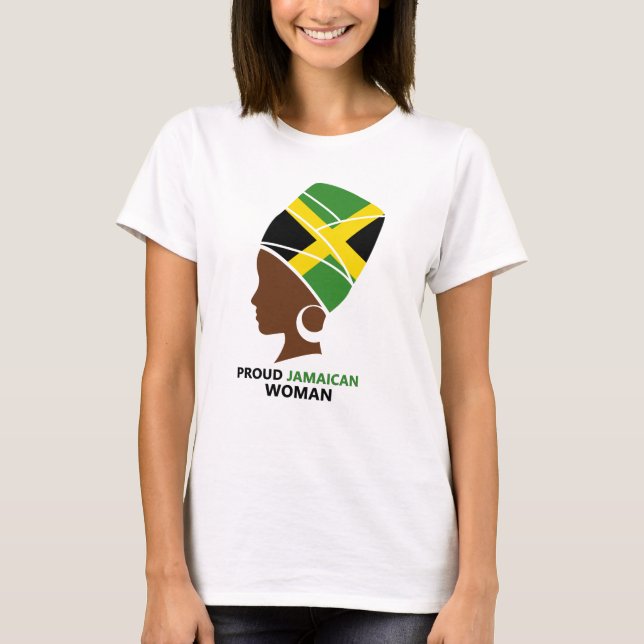 Proud Jamaican Woman Jamaica Flag T-Shirt (Front)