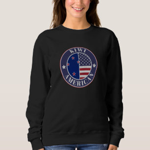 Proud Kiwi-American Badge - New Zealand Flag Sweatshirt