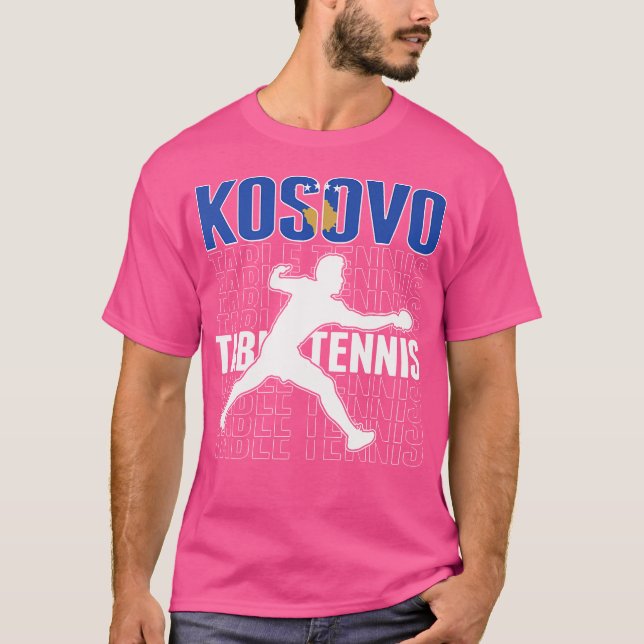 Proud Kosovo Table Tennis Fans Jersey Kosovan Flag T-Shirt (Front)