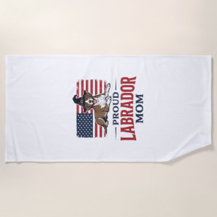 Proud Labrador Mum Patriotic Dog Halloween Shirt D Beach Towel