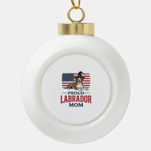 Proud Labrador Mum Patriotic Dog Halloween Shirt D Ceramic Ball Christmas Ornament