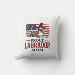 Proud Labrador Mum Patriotic Dog Halloween Shirt D Cushion