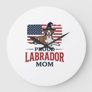 Proud Labrador Mum Patriotic Dog Halloween Shirt D Large Clock