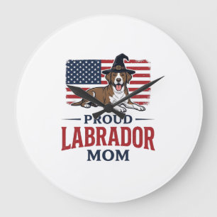 Proud Labrador Mum Patriotic Dog Halloween Shirt D Large Clock