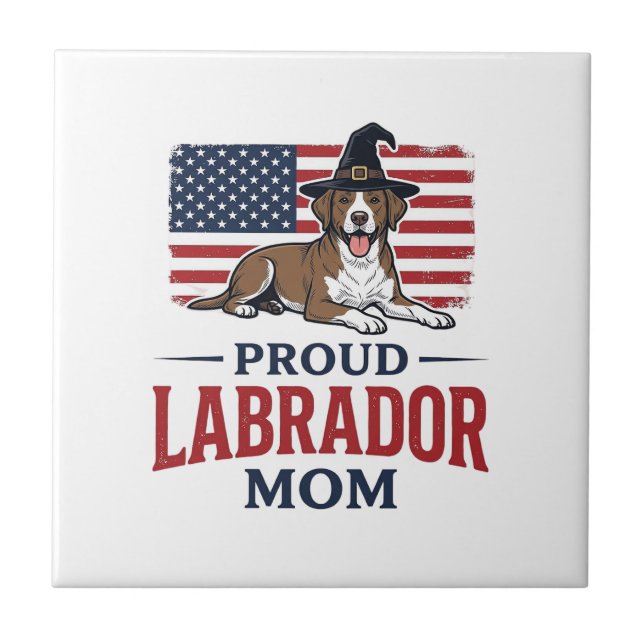 Proud Labrador Mum Patriotic Dog Halloween Shirt D Tile (Front)