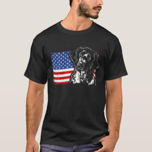 Proud Large Munsterlander American Flag patriotic T-Shirt