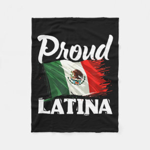 Proud latina mexican pride flag mexico roots fleece blanket