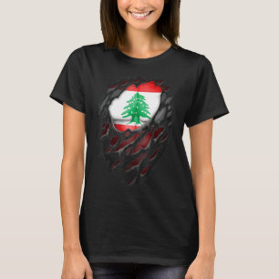 Proud Lebanese Roots Heritage Torn Ripped Lebanon T-Shirt