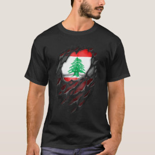 Proud Lebanese Roots Heritage Torn Ripped Lebanon T-Shirt