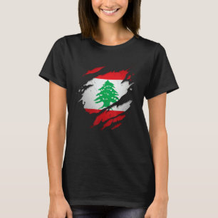 Proud Lebanese  Torn Ripped Lebanon Flag T-Shirt