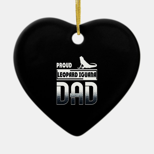 Proud leopard Iguana Dad Ceramic Tree Decoration (Front)