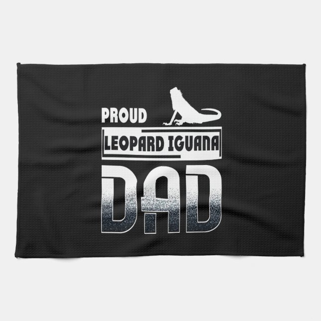 Proud leopard Iguana Dad Tea Towel (Horizontal)