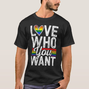 Proud Lgbt Ally Love Who You Want Retro Pride Lgbt T-Shirt