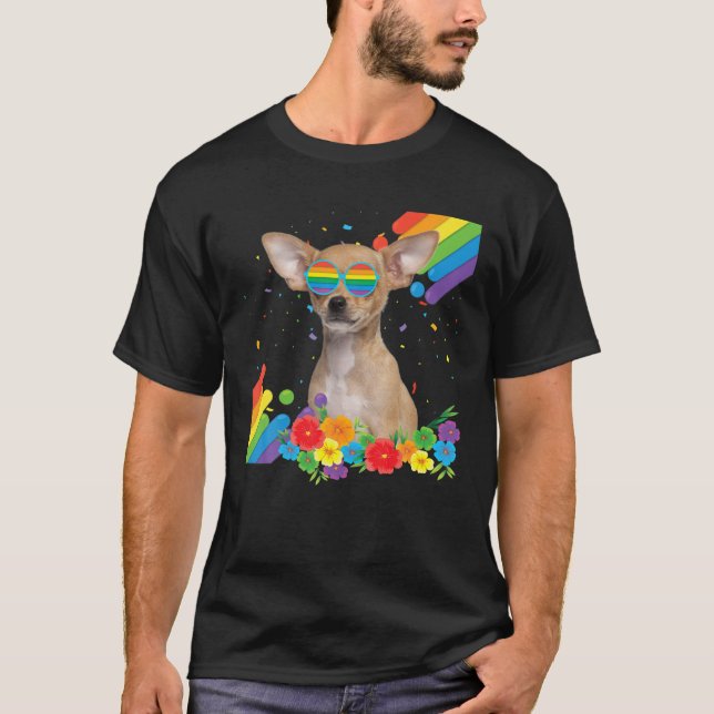 Proud LGBT Gay Chihuahua Dog Pride Flag Rainbow LG T-Shirt (Front)