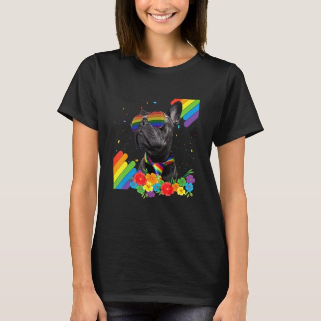 Proud Lgbt Gay French Bulldog Pride Flag Rainbow L T-Shirt (Front)
