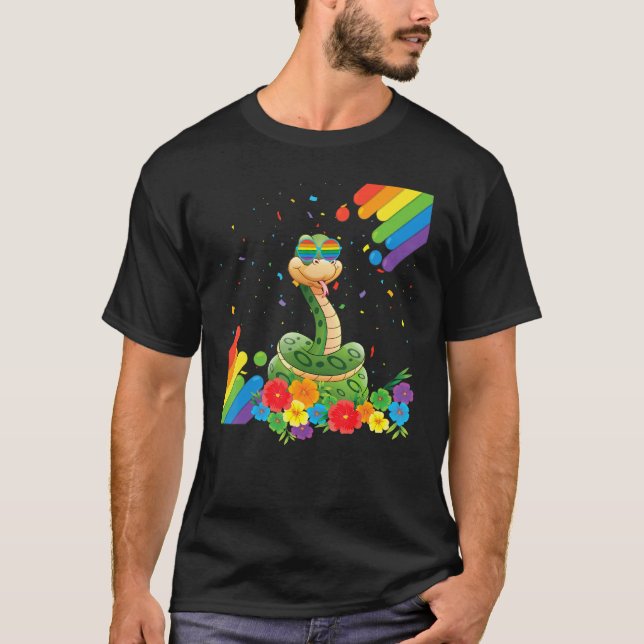 Proud Lgbt Gay Snake Pride Flag Rainbow Lgbtq Lesb T-Shirt (Front)
