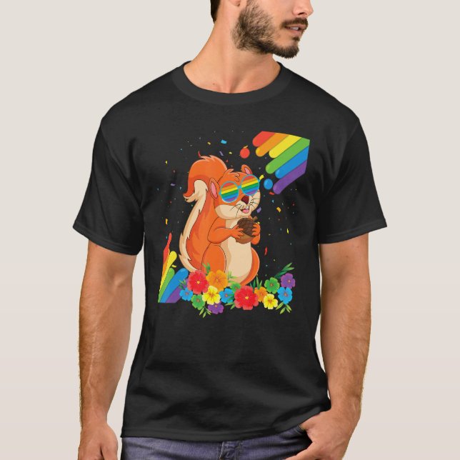 Proud Lgbt Gay Squirrel Pride Flag Rainbow Lgbtq L T-Shirt (Front)