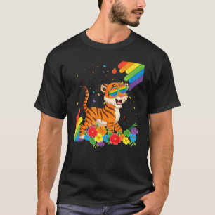 Proud Lgbt Gay Tiger Pride Flag Rainbow Lgbtq Lesb T-Shirt