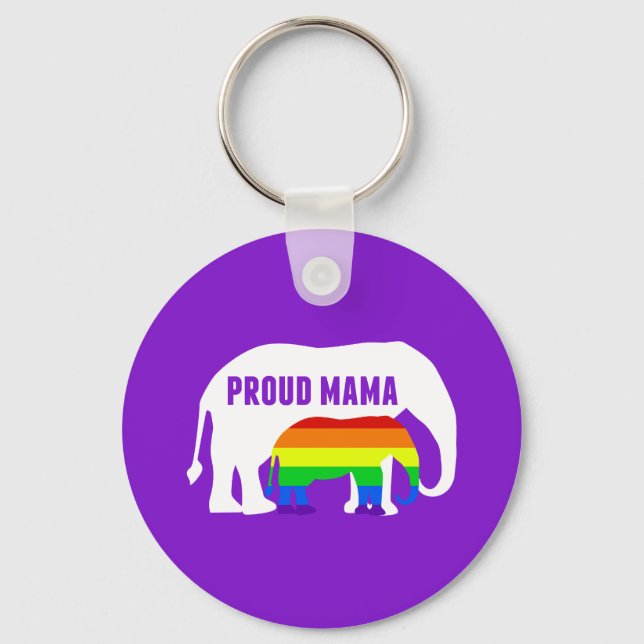 Proud LGBT Mama Elephant Gay Pride Mum Purple Key Ring (Front)