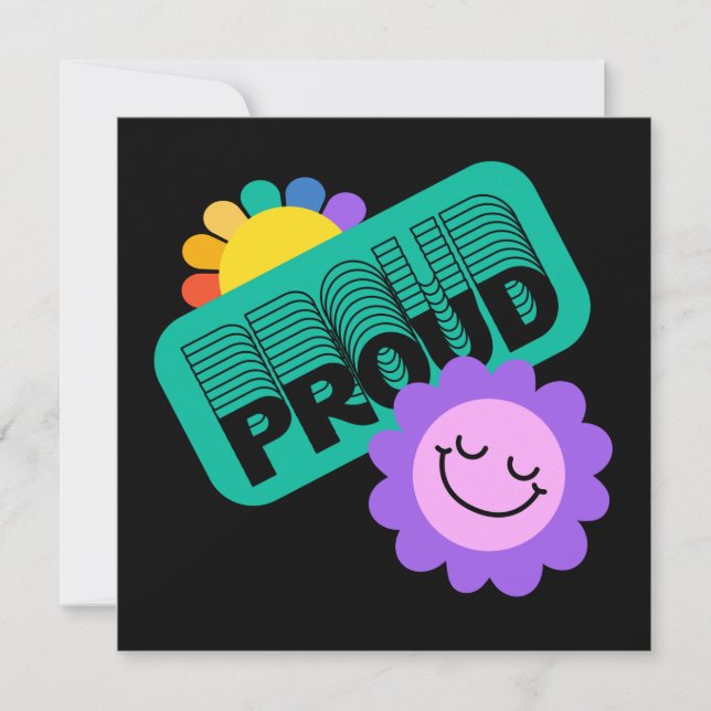 Proud. LGBT+Pride. Rainbow lovewith sunflower. Pos (Front)