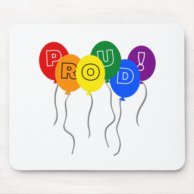 Proud LGBTQ Pride Colour Balloons - White Mouse Mat (Front)
